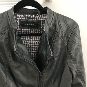 Faux leather jacket.